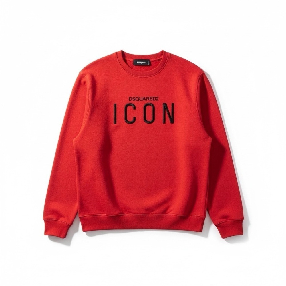 DSQUARED2 Icon Crewneck Sweatshirt Mens XL Red Black Logo Pullover Designer